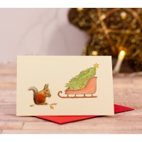 Mini Squirrel & Sleigh Christmas gift card